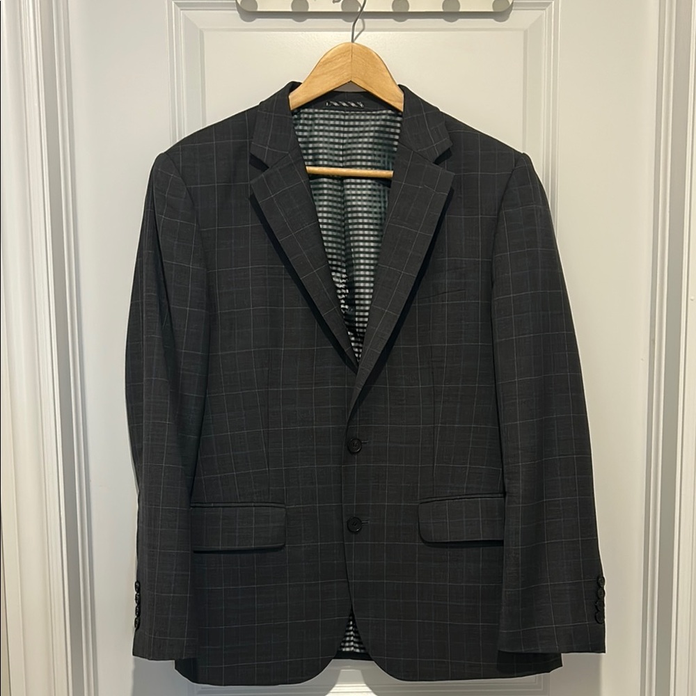 Men's Black Checkered Suit